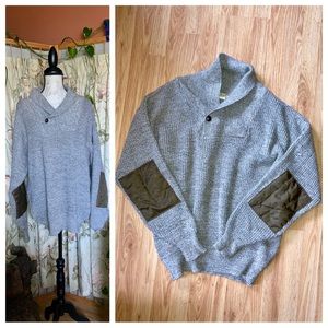 Vintage 80s LL Bean Men’s Elbow Patch Collared Wool Blend Sweater Large